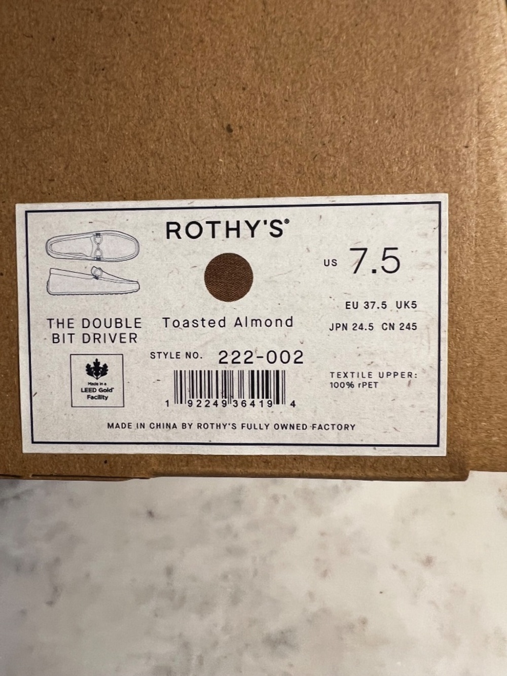 Rothy’s Double Bit Driver 7.5 NIB Toasted Almond - Picture 2 of 8